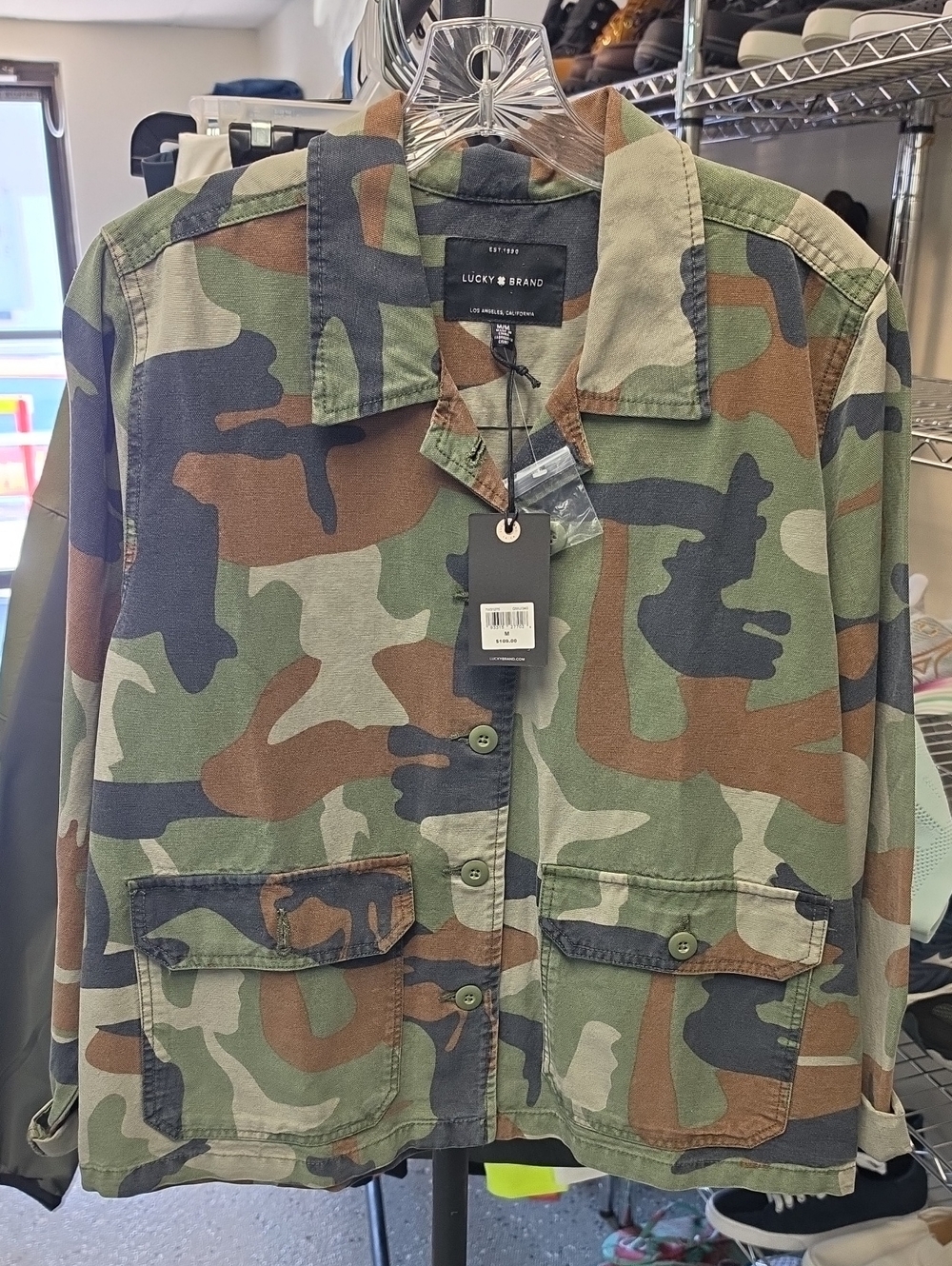 Lucky Brand Women's Camouflage Field Jacket in Green, Brown & Black
